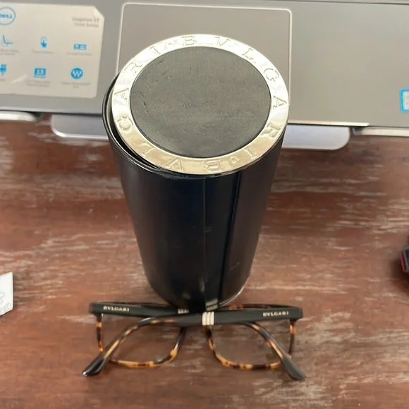 Bulgari 3018 5251 Havana clear brown tortoise eyeglasses with round black case - Picture 2 of 16